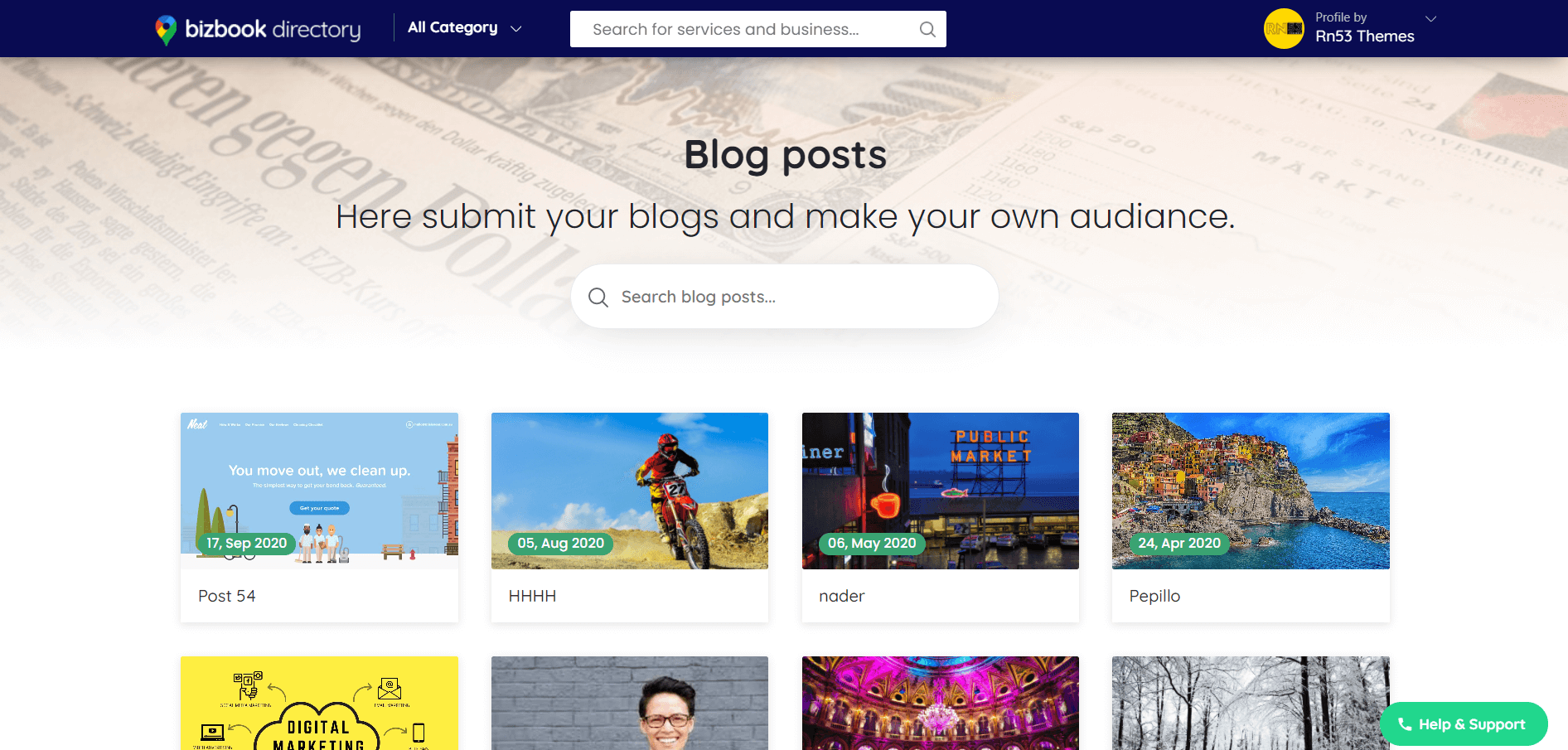 Bizbook classified template frontend