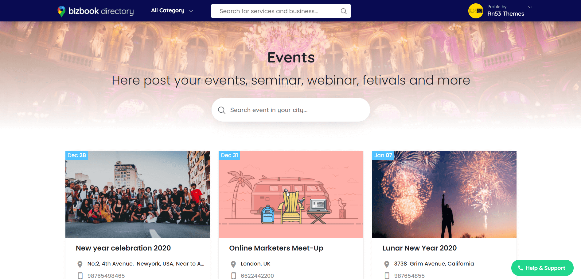 Bizbook classified template frontend