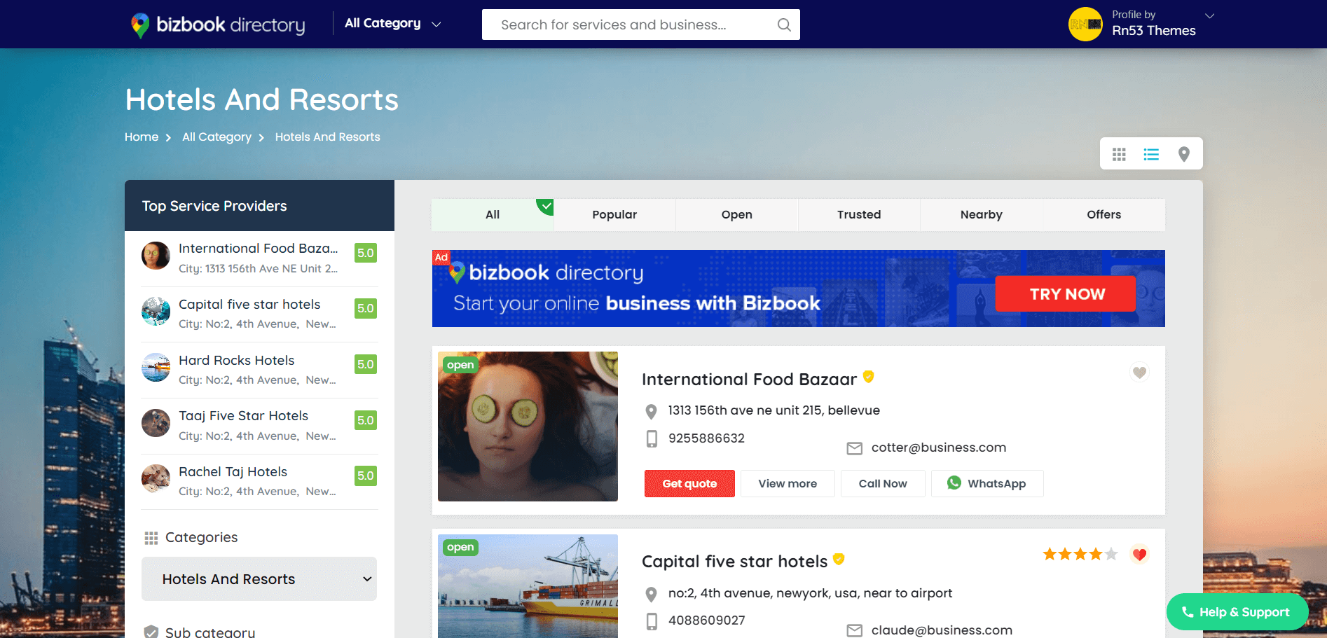 Bizbook classified template frontend